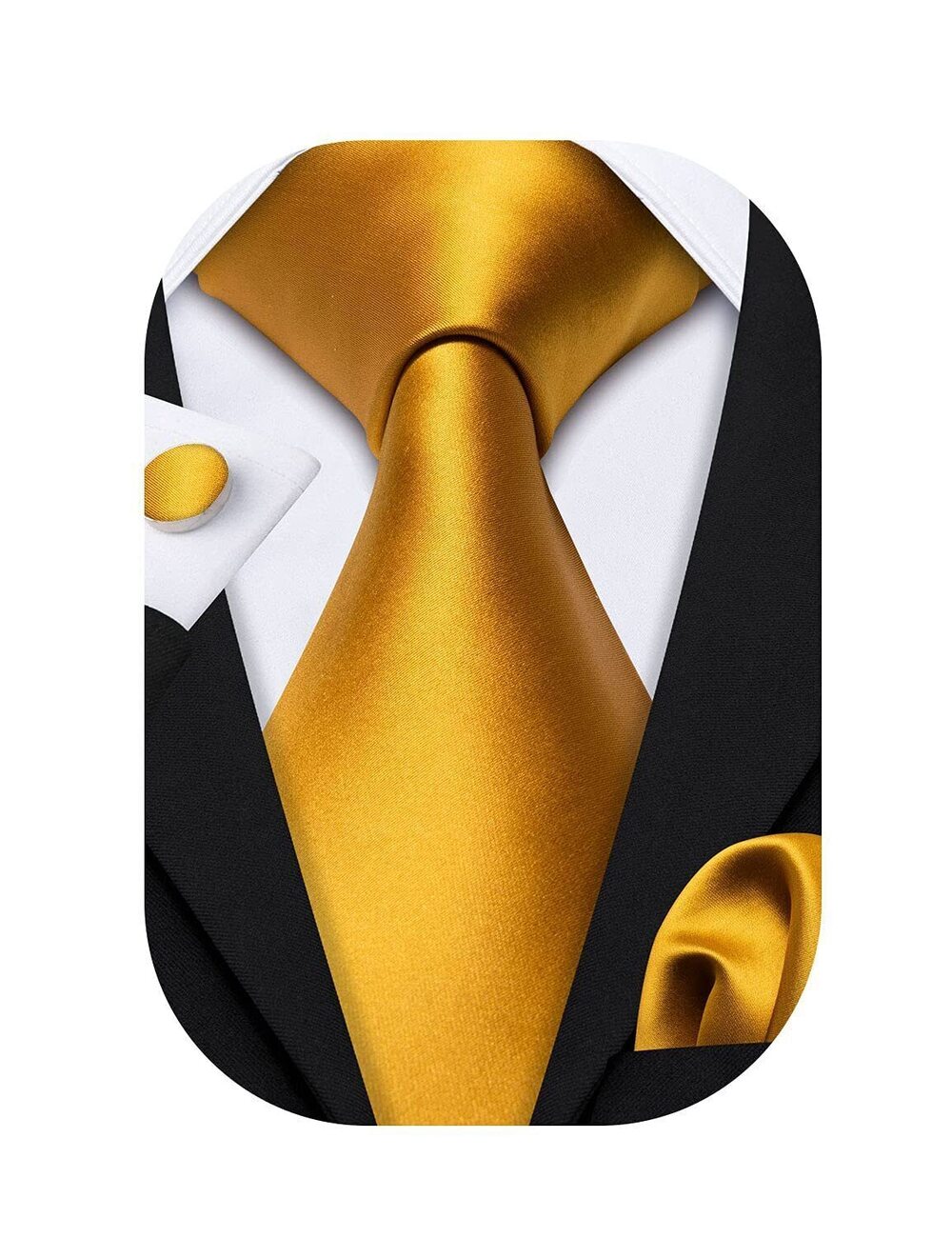 9417 Gold Satin Ties Silk Solid Colors Necktie Set Formal Wedding Business